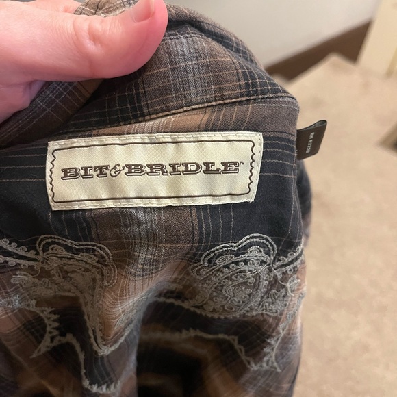 Bit & Bridle Brown & Black Snap Shirt - Picture 8 of 15